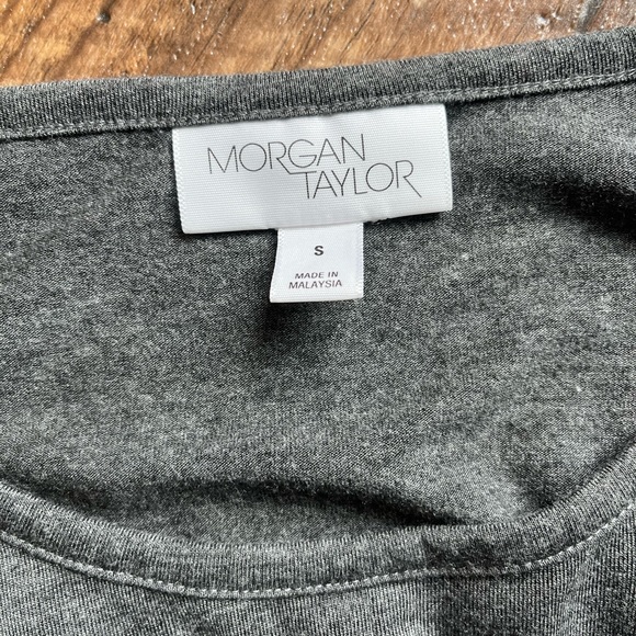 WOMENS Morgan Taylor Grey Top Tunic Front Belly Tie 3/4 Sleeves Size Small - Picture 3 of 3